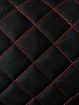 Антара (Алькантара) Искусственная замша, ромб 5*5, черная, нить красная (ширина 1.4м) цена за 1 м.п.
